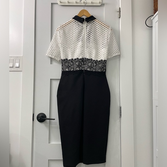 🛍️2for$20🛍️ [s] ZARA Dress white lace topped black with collar - Picture 7 of 13